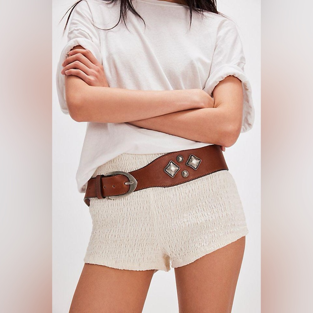 Free People Brown Belt with Silver Accents